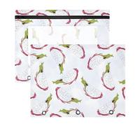 Astuccio per matite per raccoglitori a 3 anelli, astuccio trasparente con finestra superiore, grande capacità, per ufficio e scuola, confezione da 2 pezzi, motivo frutta drago tagliato