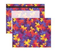 Astuccio per matite per raccoglitori a 3 anelli, astuccio trasparente con finestra superiore, grande capacità, per ufficio e scuola, confezione da 2 pezzi, motivo mimetico arancione blu