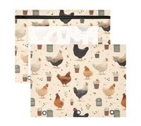 Astuccio per matite per raccoglitori a 3 anelli, astuccio trasparente con finestra superiore, grande capacità, per ufficio e scuola, confezione da 2 pezzi, motivo vaso di fiori di pollo