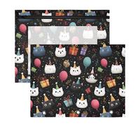 Astuccio per matite per raccoglitori a 3 anelli, astuccio trasparente con finestra superiore, grande capacità, per ufficio e scuola, confezione da 2 scatole regalo con motivo gatto