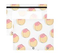 Astuccio per matite per raccoglitori a 3 anelli, astuccio trasparente con finestra superiore, grande capacità, per ufficio e scuola, confezione da 2 pezzi, motivo sfondo bianco pesca