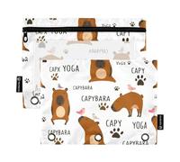 Astuccio per matite per studenti per raccoglitore a 3 anelli, con cerniera, astuccio per matite, penne personalizzate, trasparente, astuccio per la scuola, carino capibara yoga pose 24,9 x 18 cm, 2