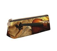 Astuccio per matite per violino e libro, in pelle con stampa di borsa per il trucco per ragazze e ragazzi scuola ufficio