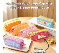 Astuccio per matite personalizzato con nome, regalo per il ritorno a scuola, impermeabile, con ampia cerniera, in PVC, borsa per la cancelleria e penne, regalo per studenti e insegnanti per l'aula 1 p