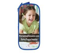 Astuccio per matite personalizzato Scatola per matite personalizzata, design con qualsiasi testo foto, organizzatore di cancelleria per studenti, Pochette per matite su misura, regalo divertente, Blu