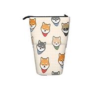 Astuccio per matite Puppy Avatar Flat Lay of Avatars of Cute Different Cuccioli Arancione Grigio In piedi Portapenne Leggero Adulti Studenti Cancelleria Custodia telescopica per ragazze, Multicolore,