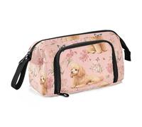 Astuccio per matite rosa con barboncino dolce e grande capacità, astuccio multifunzionale per matite e cosmetici, per scuola superiore preppy