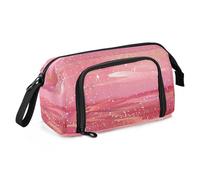 Astuccio per matite rosa con stelle scintillanti, grande capacità, morbido, leggero, per bambini e università