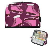 Astuccio per matite rosa pattini da ghiaccio magenta sacchetti per matite con cerniera astuccio per matite in aula borsa per penne per ragazzi organizzatore per il rientro a scuola forniture