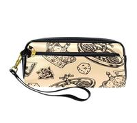 Astuccio per matite, rotella della roulette con corona, dadi e rosa, astuccio per cancelleria in pelle PU con cerniera, per ragazzi e ragazze, per scuola e ufficio