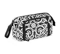 Astuccio per matite scolastico nero con motivo geometrico piatto Vortex borsa portaoggetti di grande capacità astuccio rigido portatile per studenti universitari forniture per le scuole superiori