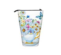 Astuccio per matite Spring Daisy Flower Butterfly Cup Pen Supporto telescopico Supporto per cancelleria Pouch School Supplies Per Student Artist Office Nurse