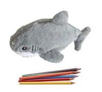 Astuccio per matite squalo - Astuccio in peluche cartone animato, organizer per cancelleria, e grande capacità, con cerniera divertente per scolari e regali creativi