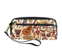 Astuccio per matite, strumenti musicali rock, per feste, in pelle PU, con cerniera, per ragazzi e ragazze, per scuola e ufficio