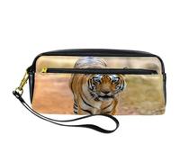 Astuccio per matite, Tiger Prowl on The Road, astuccio in pelle PU con cerniera, per ragazzi e ragazze, articoli per la scuola e l'ufficio