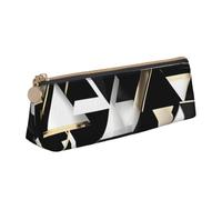 Astuccio per matite triangolare, alla moda, moderno, nero, bianco, oro, triangolare, per cosmetici, cancelleria, organizer da viaggio, versatile per tutti i giorni
