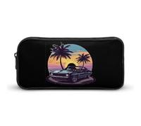 Astuccio per matite vintage con auto classica, grande capacità, astuccio per cancelleria, organizer per trucchi