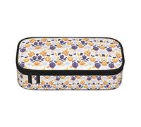 Astuccio per penna di grande capacità per Adluts Borsa organizer per trucco per bambini Adluts Astuccio per penna multiuso Scatola cancelleria per ufficio per viaggi di lavoro scolastici, fiore aran