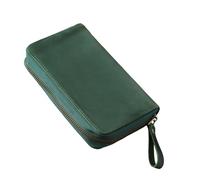 Astuccio per penna stilografica, 10 scomparti, portatile, da viaggio, per la scuola, uso quotidiano, con cerniera, Verde scuro, Bellezza di massa