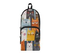 Astuccio per penne a 3 scomparti in nylon con gattino colorato in stile cartone animato, astuccio multiuso ed estetico per ragazzi borsa di cancelleria per studenti scuola media 1600 ml