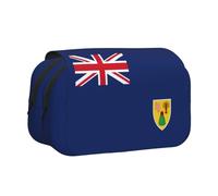 Astuccio per penne a conchiglia con stampa della bandiera delle Isole Turks e Caicos, custodia in tessuto Oxford con tasche con cerniera, ideale come regalo