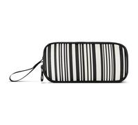 Astuccio per penne a righe bianche e nere, astuccio in tessuto, materiale scolastico preppy