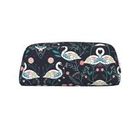 Astuccio per penne a sfera con cerniera, in pelle, con stampa di cigni floreali, per studenti, Argento, Taglia unica, Astuccio per trucchi