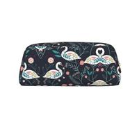 Astuccio per penne a sfera con cerniera, in pelle, con stampa di cigni floreali, per studenti, Oro, Taglia unica, Astuccio per trucchi