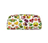 Astuccio per penne a sfera con cerniera, in pelle, con stampa di frutta esotica, per studenti, Oro, Taglia unica, Astuccio per trucchi