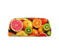 Astuccio per penne a sfera con cerniera, in pelle, con stampa di frutta fresca, per studenti, Argento, Taglia unica, Astuccio per trucchi