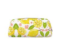 Astuccio per penne a sfera con cerniera, in pelle, con stampa di frutta, limone, per studenti, Argento, Taglia unica, Astuccio per trucchi
