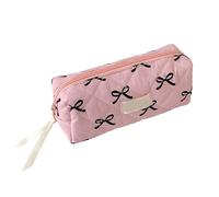 Astuccio per penne con fiocco di grande capacità, astuccio portatile, organizer da viaggio, trucco per donne, ragazze, studenti, pennelli multifunzionali per trucco, Colore: nero.