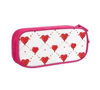 Astuccio per penne di San Valentino per ragazzi e ragazze, con cuore rosso, grande, organizer per cancelleria, per scuola, ufficio, borsa per il trucco con cerniera, Blu, 21x5x10.5cm, Astuccio per