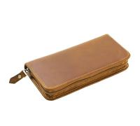 Astuccio per penne in pelle - Vera pelle 17 x 8 x 3 cm | Organizer per slot per cancelleria vintage | Astuccio per penna stilografica, supporto per il posto di lavoro, e, marrone, Consulte la
