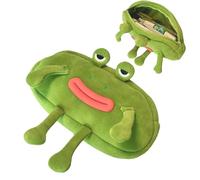 Astuccio per penne in peluche a forma di animale, divertente e grande bocca, a forma di rana, astuccio per articoli per la scuola
