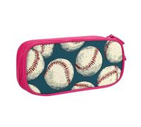Astuccio per penne vintage con motivo a tema baseball, per ragazzi e ragazze, grande, organizer per cancelleria, per scuola, ufficio, borsa per il trucco con cerniera, Blu, 21x5x10.5cm, Astuccio per
