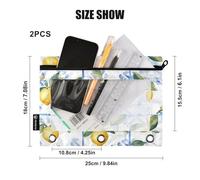 Astuccio per raccoglitore a 3 anelli, confezione da 2, anelli morbidi per matite, elementi essenziali per il rientro a scuola, 24 × 17 cm, limoni in stile italiano siciliano bianco