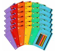Astuccio per raccoglitori a 3 anelli, 36 confezioni di astucci con cerniera in 6 colori, sacchetti con cerniera, astuccio a 3 anelli per raccoglitore, grandi sacchetti per scuola, casa e ufficio