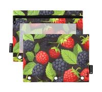 Astuccio per raccoglitori a 3 anelli, astuccio per matite e cosmetici, con cerniera trasparente, per ufficio, viaggi, cosmetici, confezione da 2, Gelsi Rosso Viola, one sizex2, Valigetta