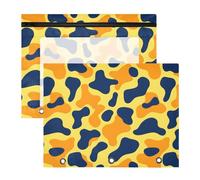 Astuccio per raccoglitori a 3 anelli, astuccio trasparente con finestra superiore, grande capacità, per ufficio e scuola, confezione da 2 pezzi, motivo mucca arancione giallo