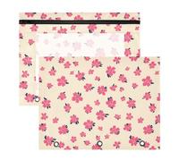 Astuccio per raccoglitori a 3 anelli, astuccio trasparente con finestra superiore, grande capacità, per ufficio e scuola, confezione da 2 pezzi, motivo fiori di ciliegio, arancione chiaro