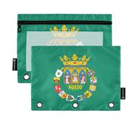 Astuccio per raccoglitori a 3 anelli, con bandiera di Siviglia, con cerniera, astuccio per matite con stampa artistica, trasparente, astuccio per penne scolastiche, morbido, 24,9 x 18 cm, confezione