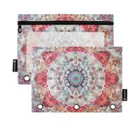 Astuccio per raccoglitori a 3 anelli, stile bohémien, vintage, con mandala, impermeabile, per ufficio, casa, viaggi, biglietti