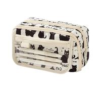 astuccio per ragazze, 9 scomparti, grande capacità, con cerniera a forma di gatto