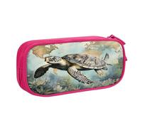 Astuccio per ragazzi e ragazze con mappa della tartaruga marina retrò oceano grande portapenne da scrivania cancelleria organizer astuccio per scuola ufficio borsa per il trucco con cerniera, Blu