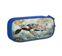 Astuccio per ragazzi e ragazze con mappa della tartaruga marina retrò oceano grande portapenne da scrivania cancelleria organizer astuccio per scuola ufficio borsa per il trucco con cerniera, rosa