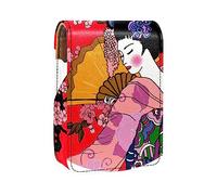 Astuccio per rossetto Borsa cosmetica Organizzatore cosmetico Borsa per trucco da viaggio Porta rossetto con specchio per borsa,Ragazza giapponese Blossom Sakura Vintage Art