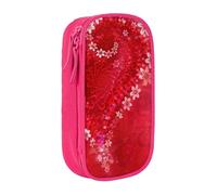 Astuccio per San Valentino, con stampa di cuori rossi e fiori, pratico astuccio multi-scomparto per ufficio, viaggi, scuola, arte e uso quotidiano, rosa, Taglia unica, Con tasca per il