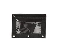 Astuccio per studenti, astuccio con doppia cerniera, 3 anelli, per organizzare materiale scolastico, Nero