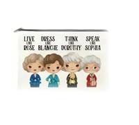 Astuccio per trucchi, 18 x 22 cm, con zip, motivo: Golden Girls (Les Craquantes) Vintage Annees 80 Pop Culture - Rosa Bianca Dorothy Sophia, bianco, Vintage Pop Cultura
